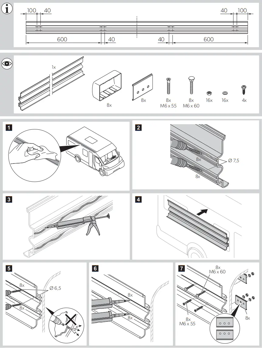 DOMETIC PW1500 PerfectWall Awaining - Mounting