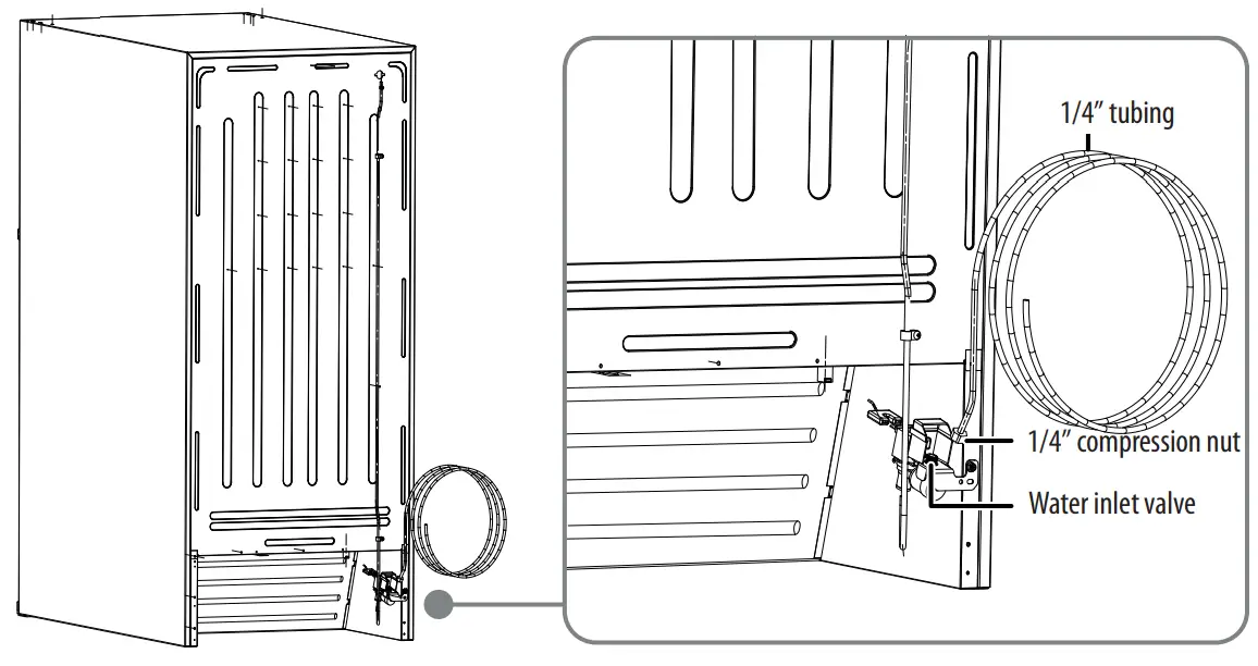 Connecting the ice maker to the water supply