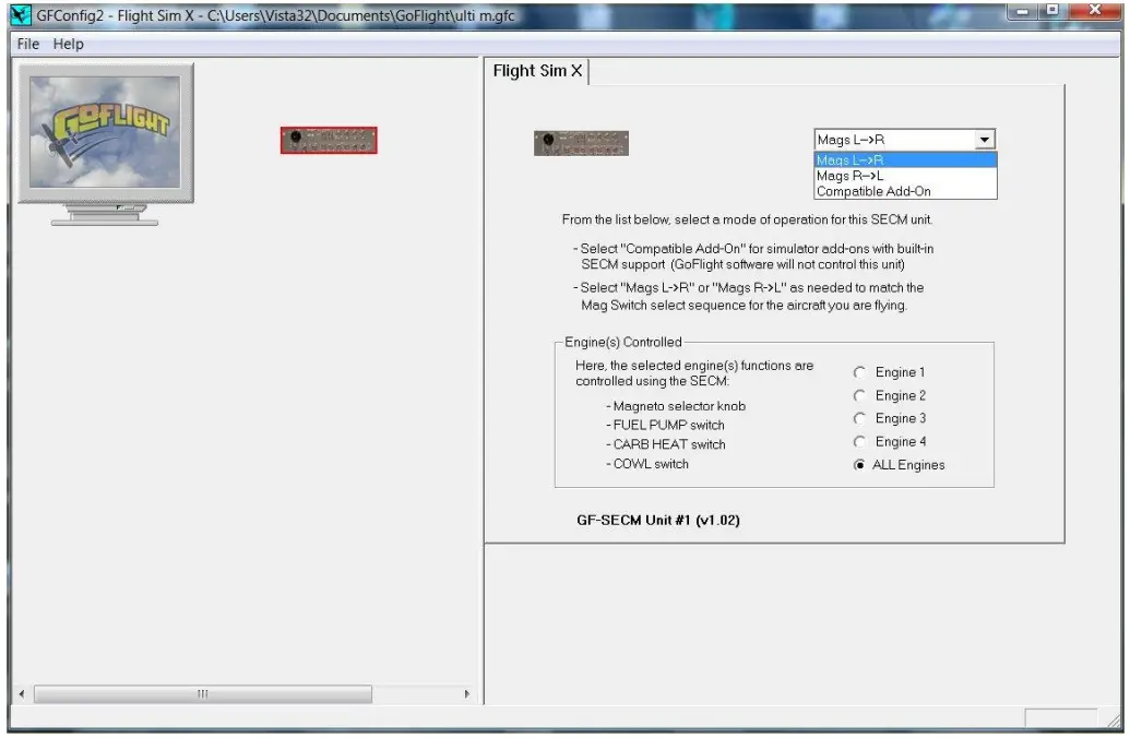 GOFLIGHT GF SECM Single Engine Control Module - fig 1