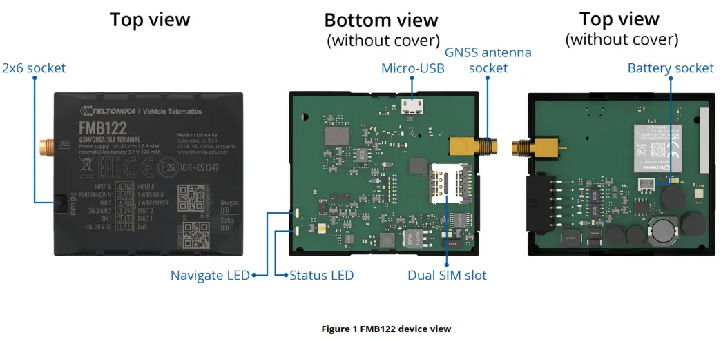 TELTONIKA FMB122 Dual-Sim Tracker with External GNSS Antenna - Figure 1