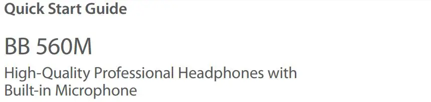 Behringer BB 560M - Quick Start Guide
