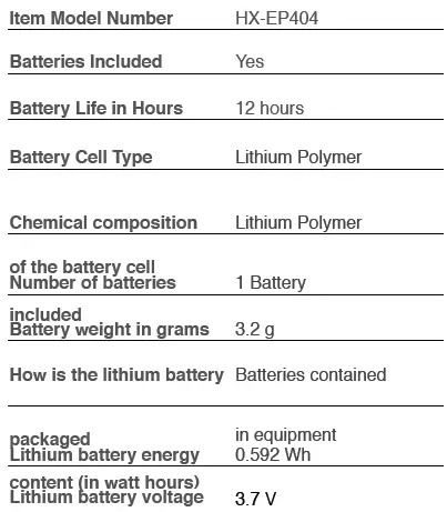 Product Specifications