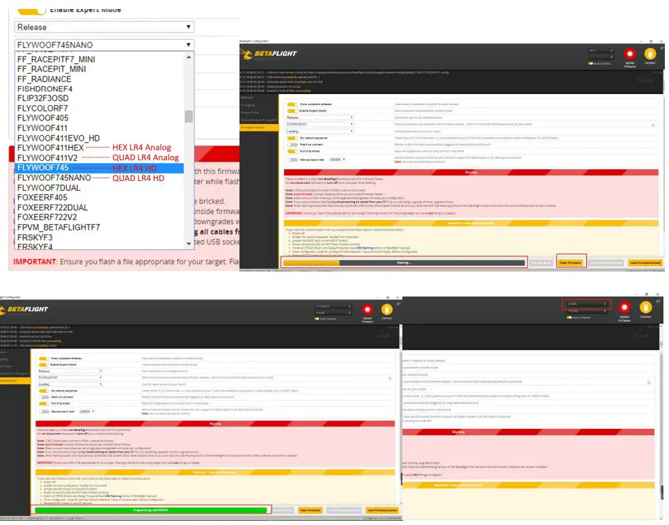 FLYWOO 1505750 Firefly Baby Quad Analog Micro Drone Instruction Manual - Then load the local HEX firmware and wait for the flashing to complete