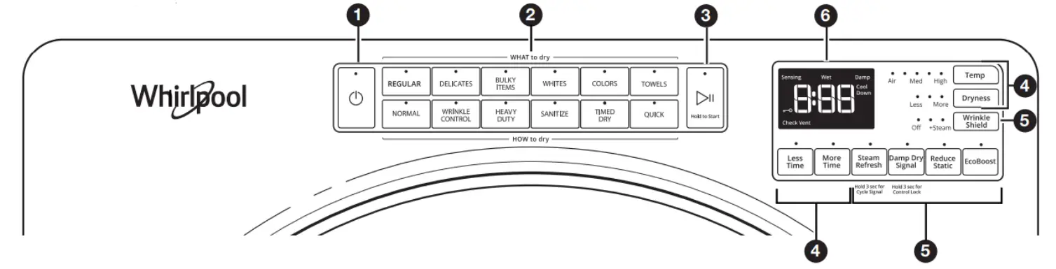 Whirlpool WGD5605MC 7.4 Cu. Ft. Gas Wrinkle Shield Dryer Chrome Shadow 8