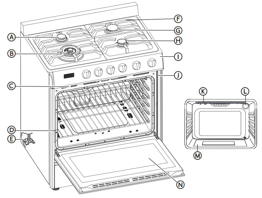 Empava EMPV-30GR06 30 Freestanding Range Gas Cooktop and Oven - PARTS AND FEATURES 1