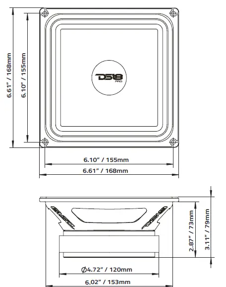 DS18-PRO-X6.4MSQ-6.5X6.5-Square-Mid-Range-Loudspeaker-4-OHM-01