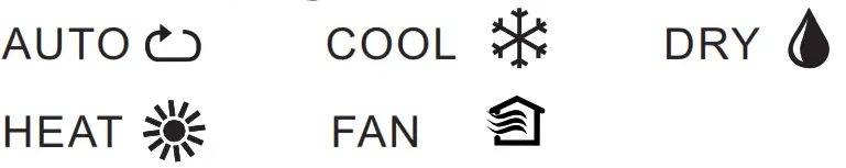 comfee CR132 AIR CONDITIONER REMOTE CONTROLLER ILLUSTRATION - Mode display