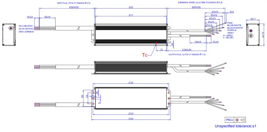 INVENTRONICS 150W Programmable -Mechanical Outline