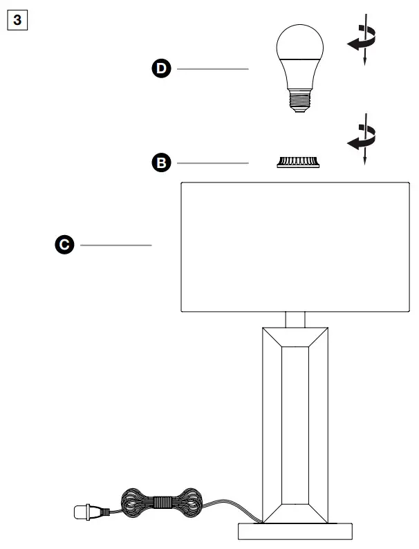 globe electric 12274 Table Lamp - Assembly 3