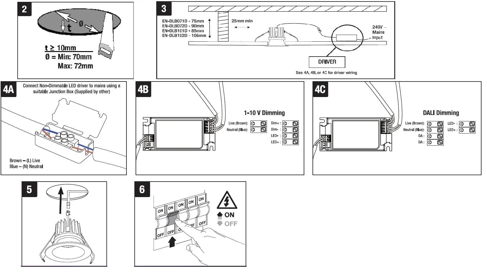 AURORA EN-DLB071 D CurveE 10W 4000K Baffled Dimmable IP44 Downlight 1-10V Dimmable 2
