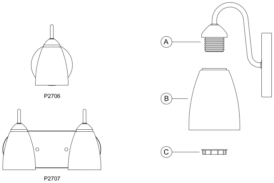 PROGRESS LIGHTING P2706 Single Light Bathroom Fixture -