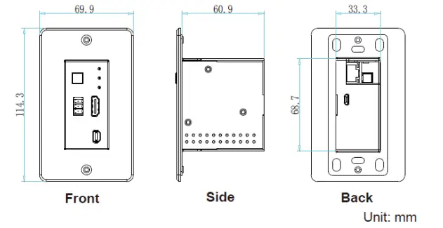 VigilLink-VL-WP21UP-1-18G-2x1-HDMI-USB-C-Wall-Plate-w-Auto-Switching,-USB2.0,-POE-FIG-1