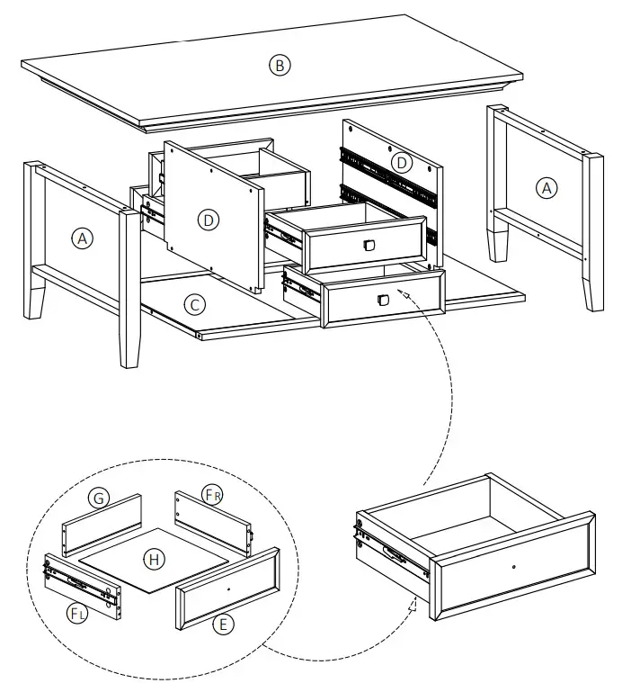 Cypress Hills AXCRGREY03 Greystone Coffee Table -- 1