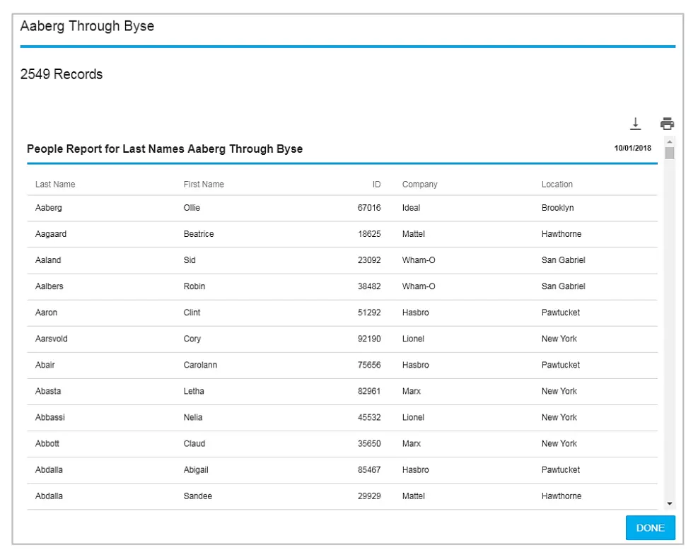 Example People Report