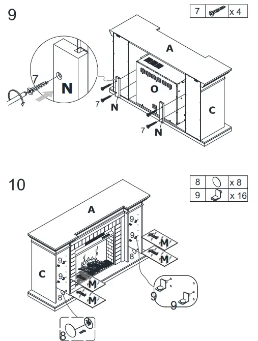 SEI FURNITURE HD064840 Henstinger 54.75 in Freestanding Wooden Electric - 11