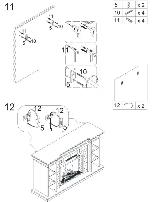 SEI FURNITURE HD064840 Henstinger 54.75 in Freestanding Wooden Electric - 12
