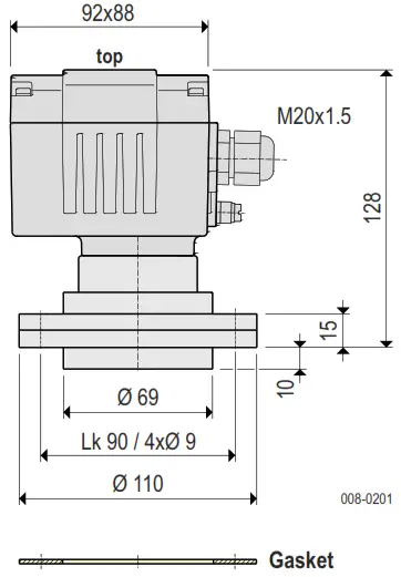 MOLLET MSD A Silo Pressure Detector - Dimensions
