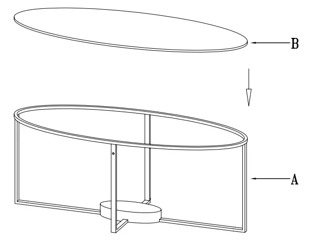 ARTCRAFT AD32011 Tavola 40 Inch Black Oval Glass Coffee Table -