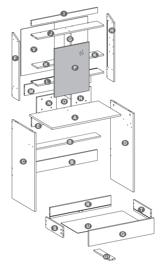 VASAGLE RDT118 Dressing Table - fig 6