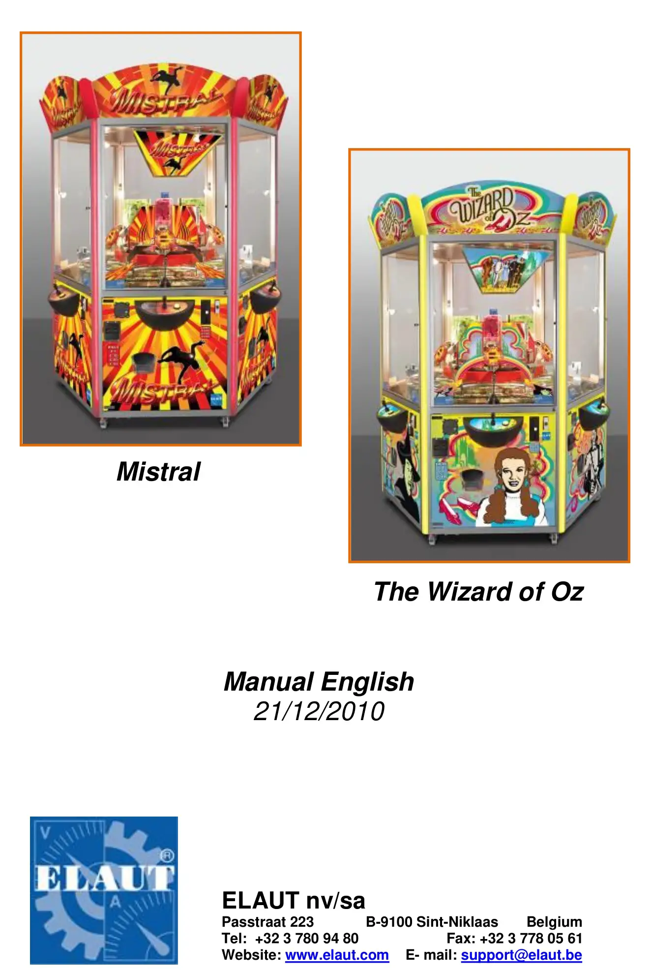 ELAUT Mistral Vending Crane Owner's Manual