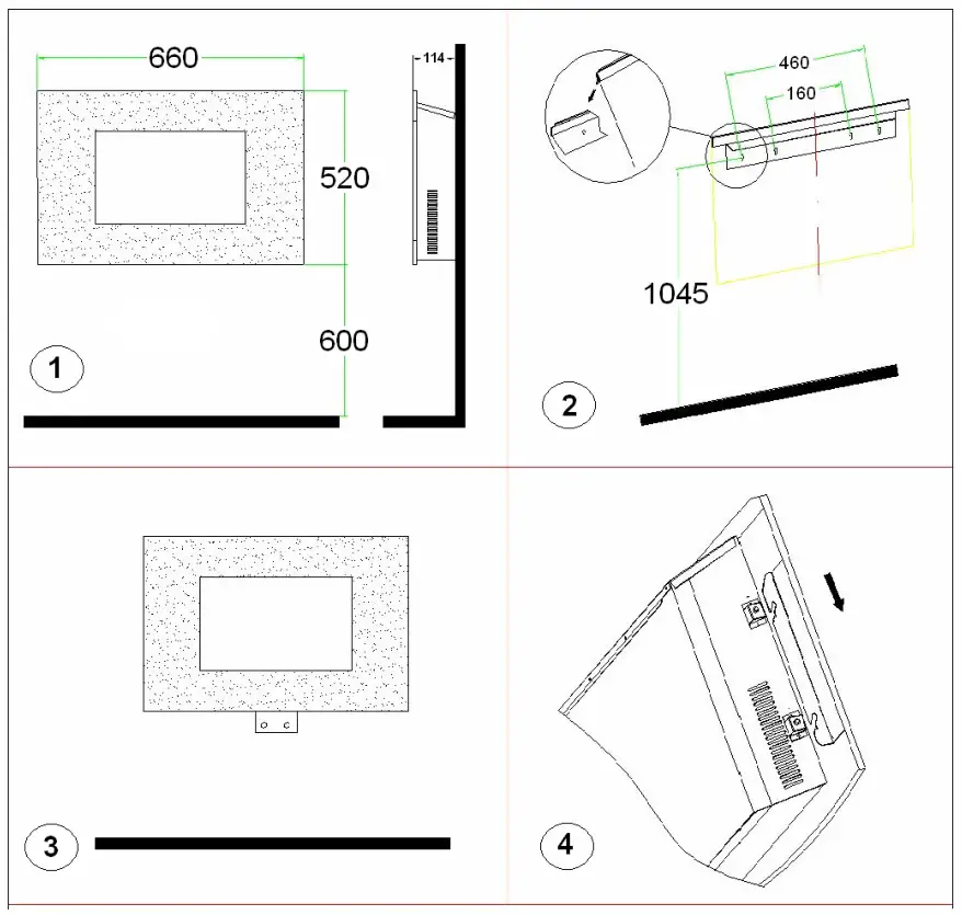 EUROM 363210 Siena Fan Heater - There must be at least 30 cm distance between the base of the fireplace