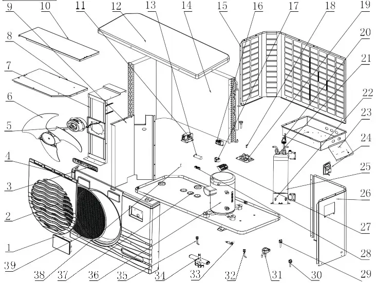 HAYWARD HP55TR Trevinium Swimming Pool Heat Pump Unit - Exploded View 1