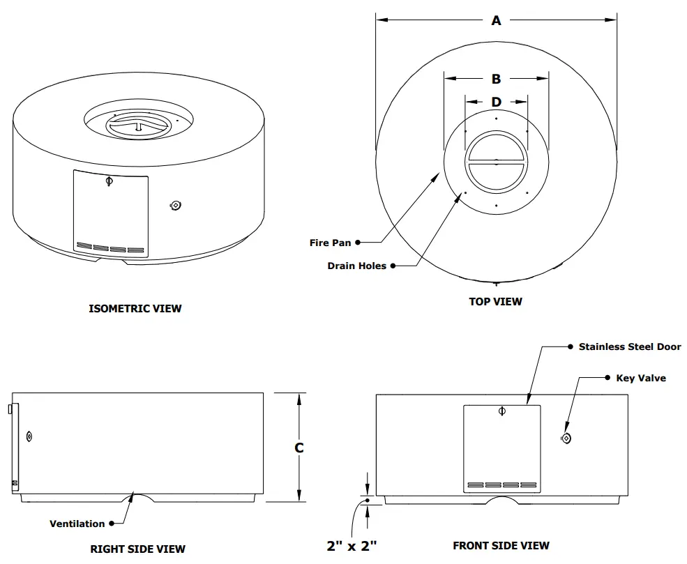 THE OUTDOOR PLUS 42 Inch Florence Low Profile Concrete Fire Pit - fig