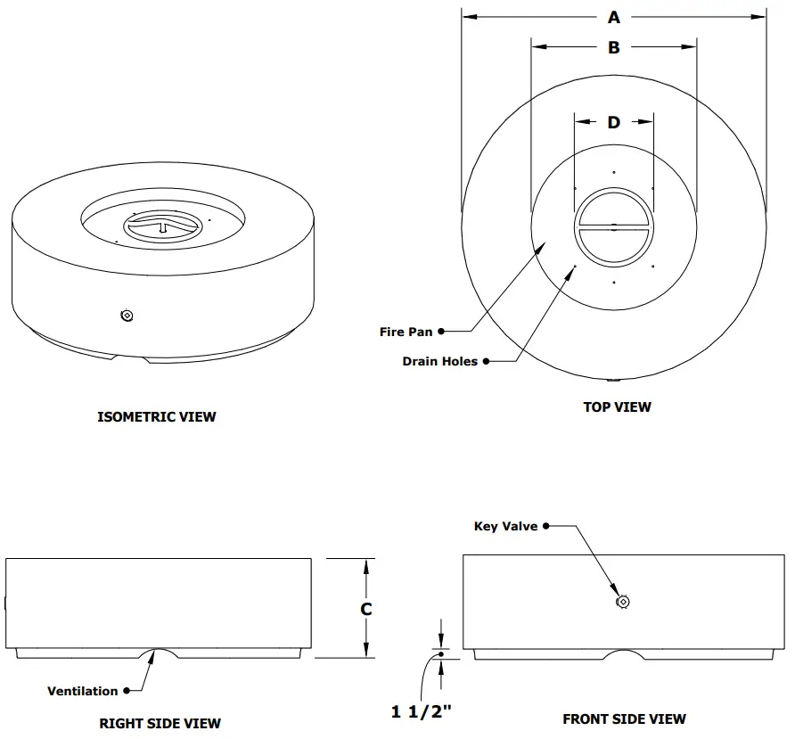THE OUTDOOR PLUS 42 Inch Florence Low Profile Concrete Fire Pit