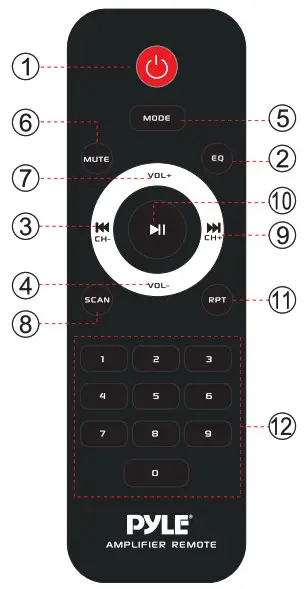 PYLE Wireless BT Hybrid Amplifier Receive - Remote Control