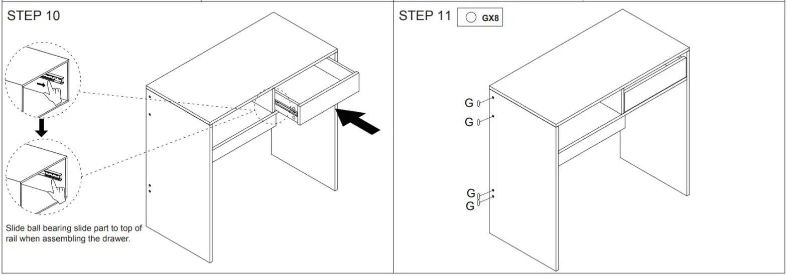 Kmart 42942474 Desk 1 Drawer White-STEP 10