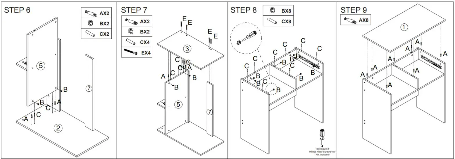 Kmart 42942474 Desk 1 Drawer White-STEP 6