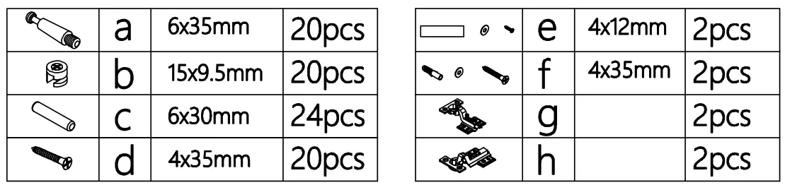 Kmart Stewart Buffet - hardware list