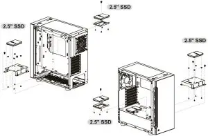 thermaltake H200 TG RGB Mid Tower Case - 2.5 HDD Installation