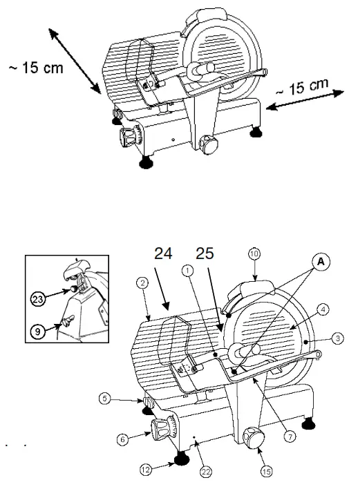 H Koenig MSX250 Meat Slicer - movable bulkhead