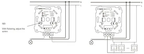 namron 220-240V- 50Hz LED Dimmer TW 250W - WIRING
