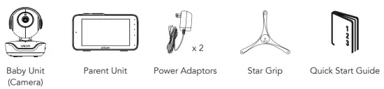 oricom OBH36T 5 Inch Smart HD Touchscreen Nursery Pal Premium Baby Monitor - Contents Inside Box
