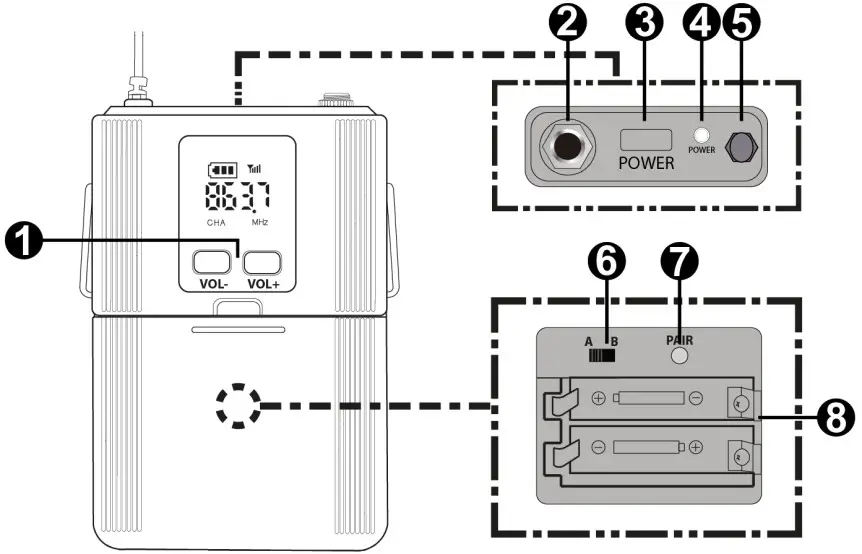 VONYX ST016 Personal PA Wireless System - UHF WIRELESS TRANSMITTER