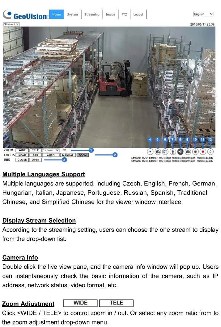 graphical user interfaceGeoVision GV-IP Speed Dome - Home Page 1