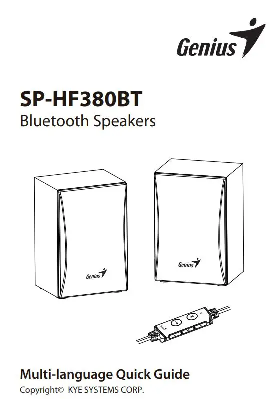 Genius SP-HF380BT Bluetooth Speakers User Guide