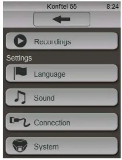 KONFTEL 910101071 55 Conference Phone - SETTINGS