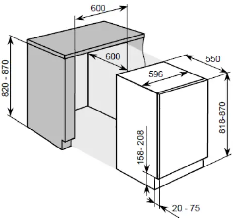 CANDY CFU 135 NEK N Integrated Undercounter Freezer - Aperture dimensions