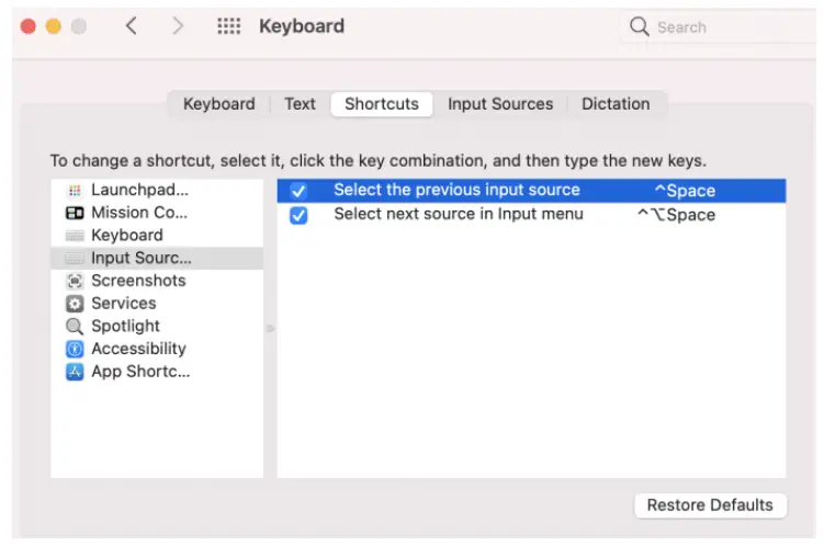 Language switching function