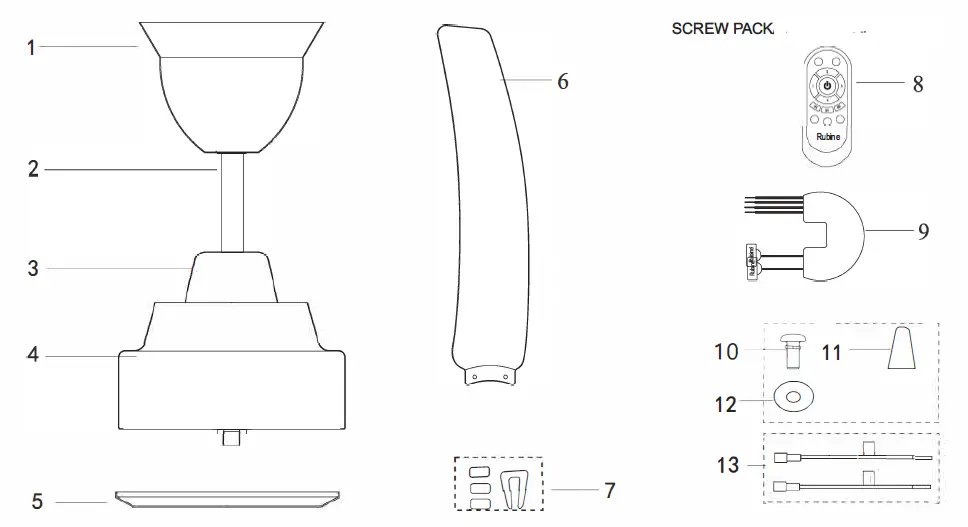 Rubine VENTO42 Ceiling Fan fig 1