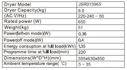 JOCEL JSR013965 Clothes Dryer 25