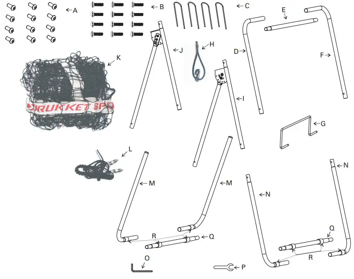 RUKKET SPORTS RBND700 Portable Adjustable Tennis Trainer Rebound Practice Ne - 1