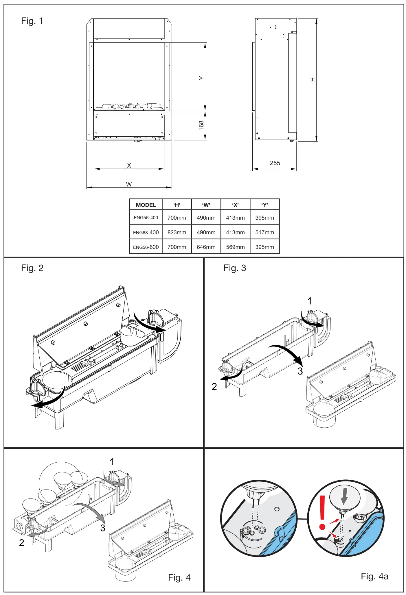 DC Dimplex Chassis Electric Fire Burner - Fig1,fig2,fig3,fig4