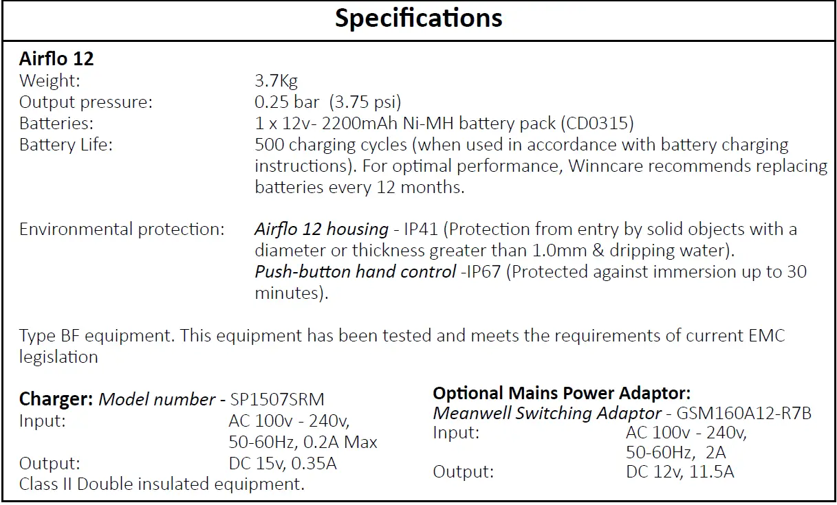 WINNCARE CD0100-12 Airflo 12 Compressor 14
