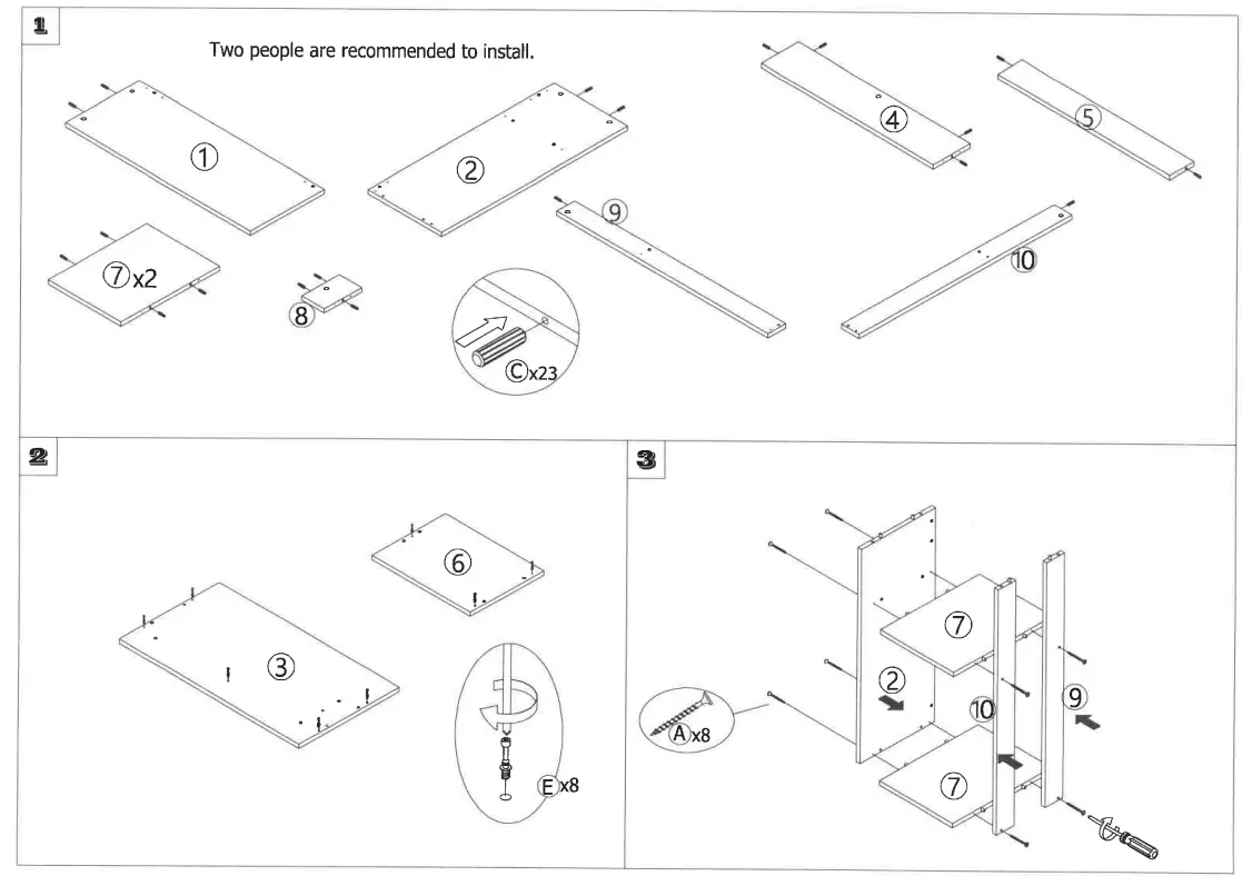 URTR HY01781Y Rectangular Brown Wood Home Laptop Computer Desk 2-Tier Shelves - Figure 2