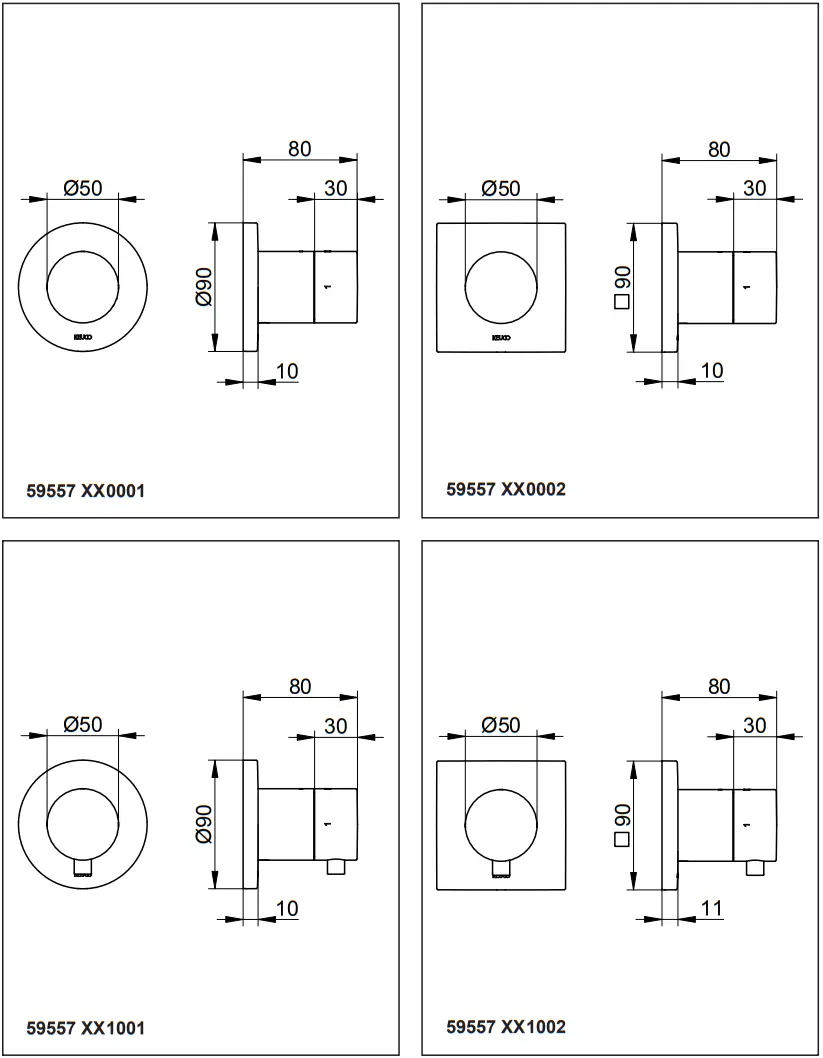 KEUCO IXMO - Mounting dimensions