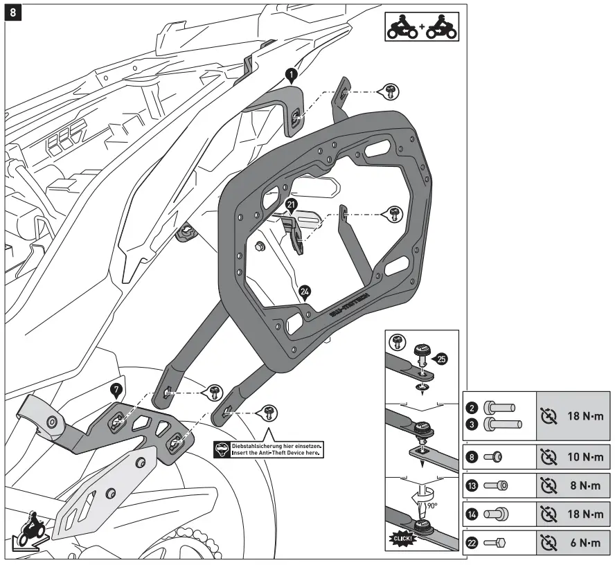 SW-MOTECH KFT 08 922 60101 B AERO ABS side case system 2x25 l Kawasaki Versys 100 - fig 10